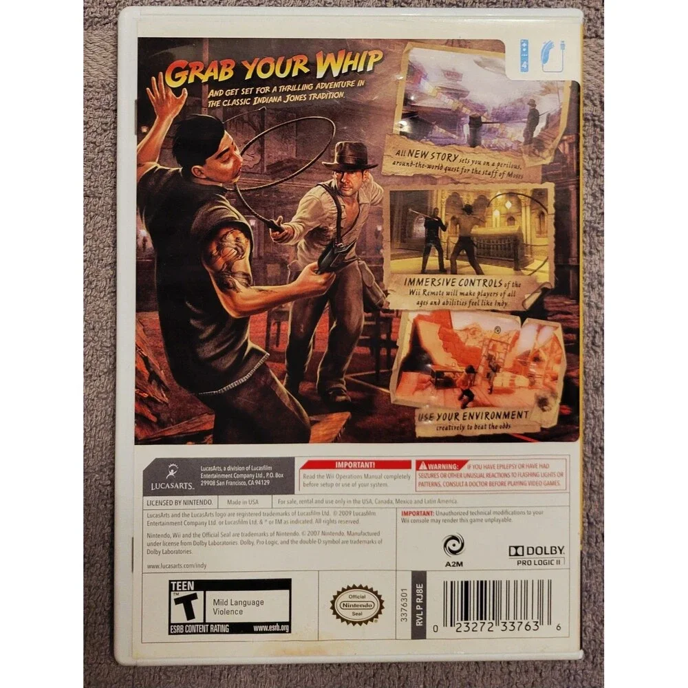 NINTENDO Wii: Indiana Jones and the Staff of Kings, CIB, MANUAL, FAST SHIPPING